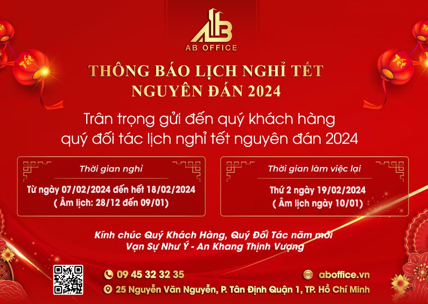 ABOffice thông báo lịch nghỉ Tết Nguyên Đán 2024 ABOffice thông báo lịch nghỉ Tết Nguyên Đán 2024